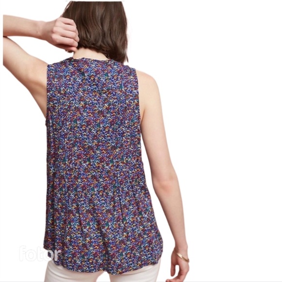 Anthropologie Maeve Lila Pintucked Pleated Button Front Sleeveless Tank Size S - Picture 2 of 4